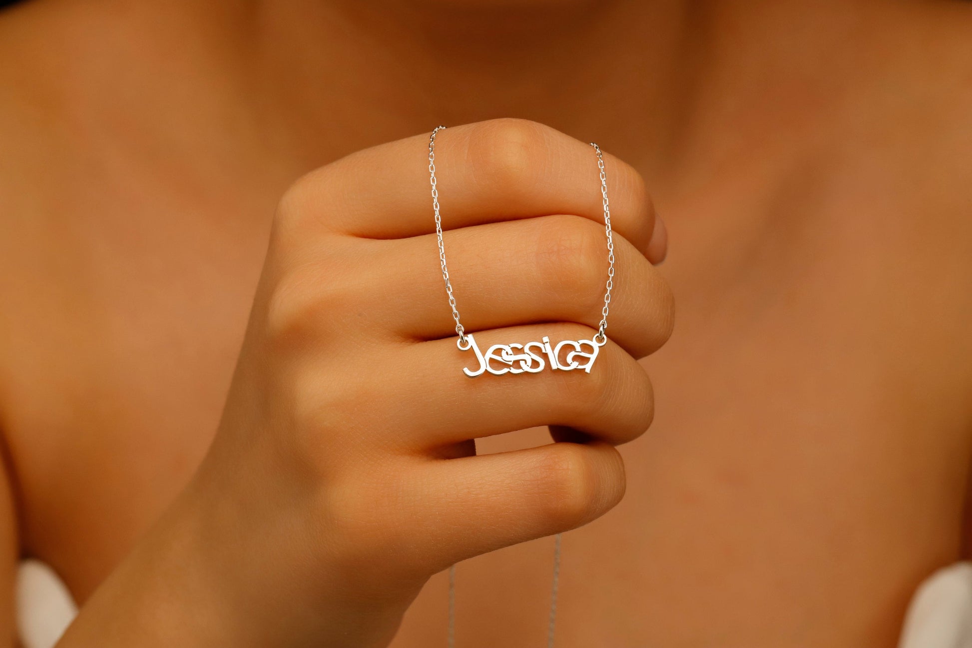 14K Gold Asymmetrical Design Name Necklacess, Personalized Design Name Jewelry, Perfect Unique Special in Sterling Silver - silvergoldandrose