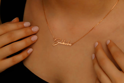 Personalized 14K Gold Vermeil Name Necklace in Autumn Font | Unique Custom Jewelry by SilverGoldandRose
