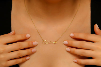 Personalized 14K Gold Vermeil Name Necklace in Autumn Font | Unique Custom Jewelry by SilverGoldandRose