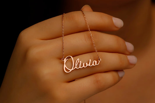 Personalized 14K Gold Vermeil Name Necklace in Autumn Font | Unique Custom Jewelry by SilverGoldandRose