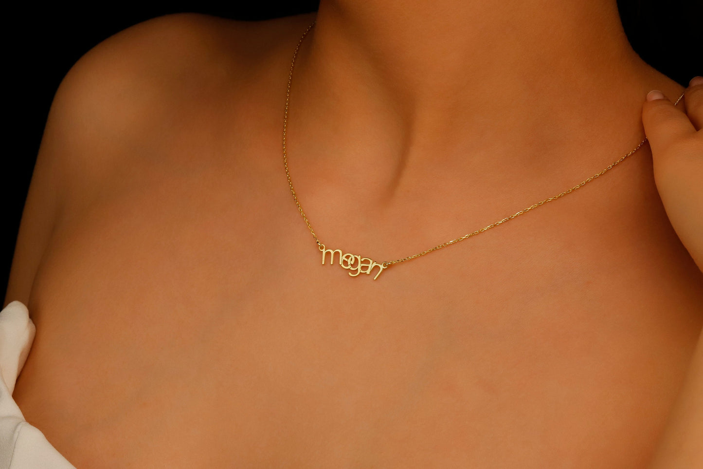 14K Gold Asymmetrical Design Name Necklacess, Personalized Design Name Jewelry, Perfect Unique Special in Sterling Silver - silvergoldandrose