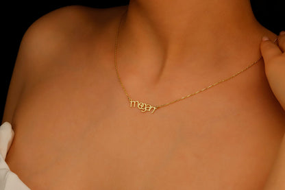 14K Gold Asymmetrical Design Name Necklacess, Personalized Design Name Jewelry, Perfect Unique Special in Sterling Silver - silvergoldandrose