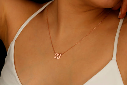 Lucky Charm Co. Favourite Number Necklace - Gold Spiritual Birth Year Jewelry Gift for Friends