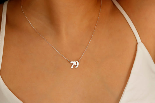Lucky Charm Co. Favourite Number Necklace - Gold Spiritual Birth Year Jewelry Gift for Friends