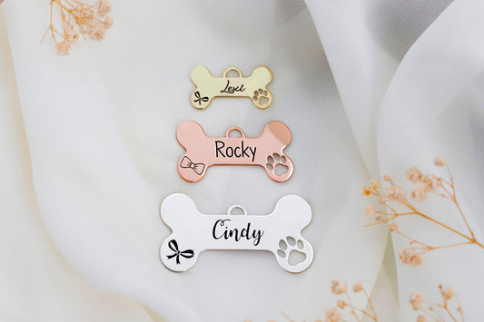 Dog Cat Collar Personalized Tag Charm in 925 Sterling Silver | Pet Id Tag, Engraved Pet Tag | Unique Pet Tags