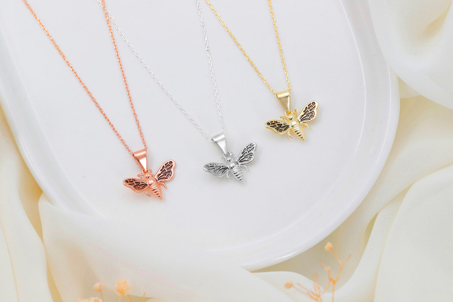 14K Gold Bee Necklace