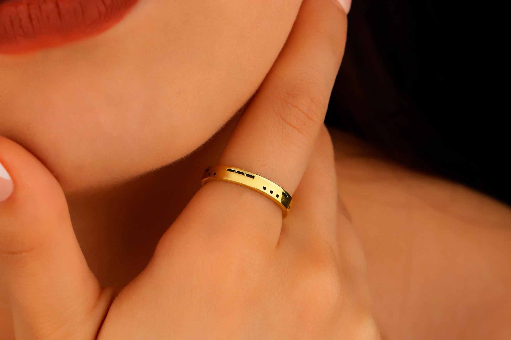 Actual EKG Morse Code and Song Code Band Ring • Personalized Sterling Silver, 14K Gold or Rose Gold Filled Jewelry, Perfect Dainty Gifts - silvergoldandrose