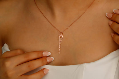 Custom Name Charm Necklace Silver • Vertical Name Necklace • Personalized Nameplate Jewelry Rose Gold - silvergoldandrose