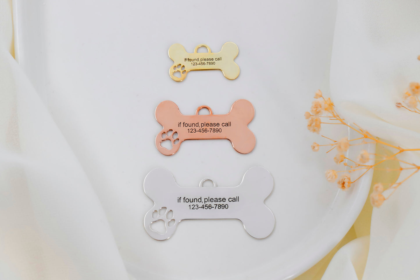 Dog Cat Collar Personalized Tag Charm in 925 Sterling Silver | Pet Id Tag, Engraved Pet Tag | Unique Pet Tags