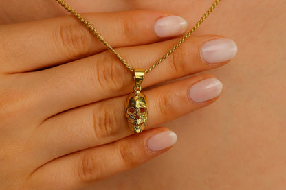 Skull Charm in Oxidized Silver, Gold And Rose Gold Necklace by NecklaceDreamWorld, Jewelry with Curb Chain - silvergoldandrose