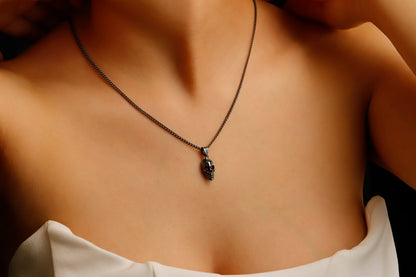 Skull Charm in Oxidized Silver, Gold And Rose Gold Necklace by NecklaceDreamWorld, Jewelry with Curb Chain - silvergoldandrose