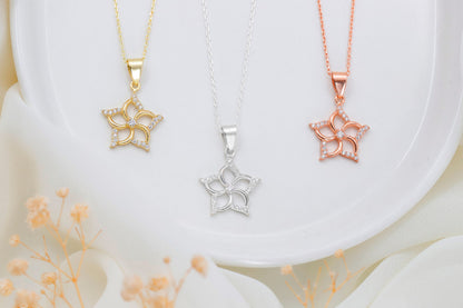 Aphrodite Dainty CZ Diamond Venus Flower Necklace | Symbol of Love & Beauty | Protection Pendant - Silvergoldandrose