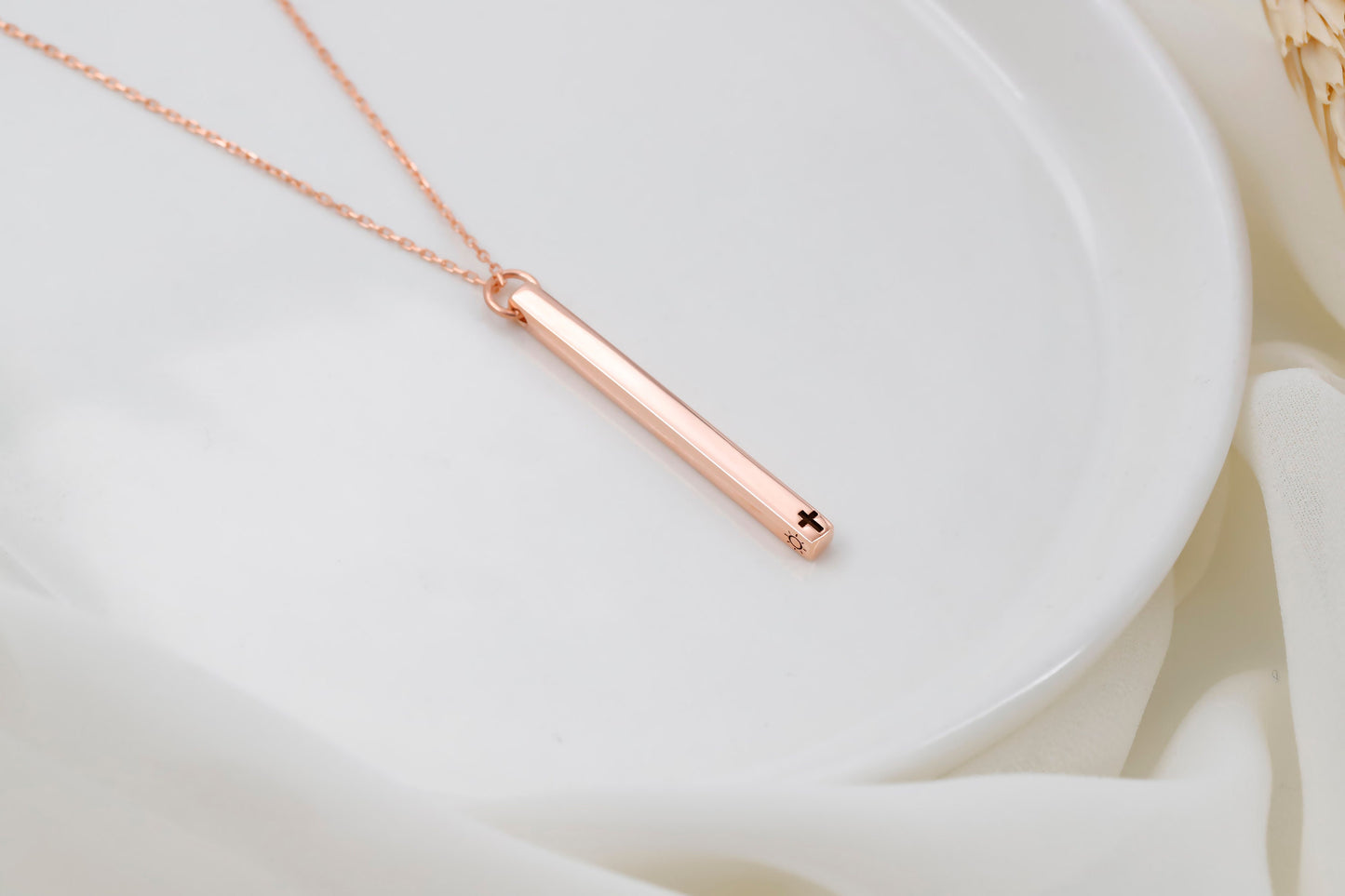 Personalized Cute Long Bar Necklace Gold, Coordinates 4 Sided Bar Jewelry in Sterling Silver and Rosed Gold by NecklaceDreamWorld - silvergoldandrose