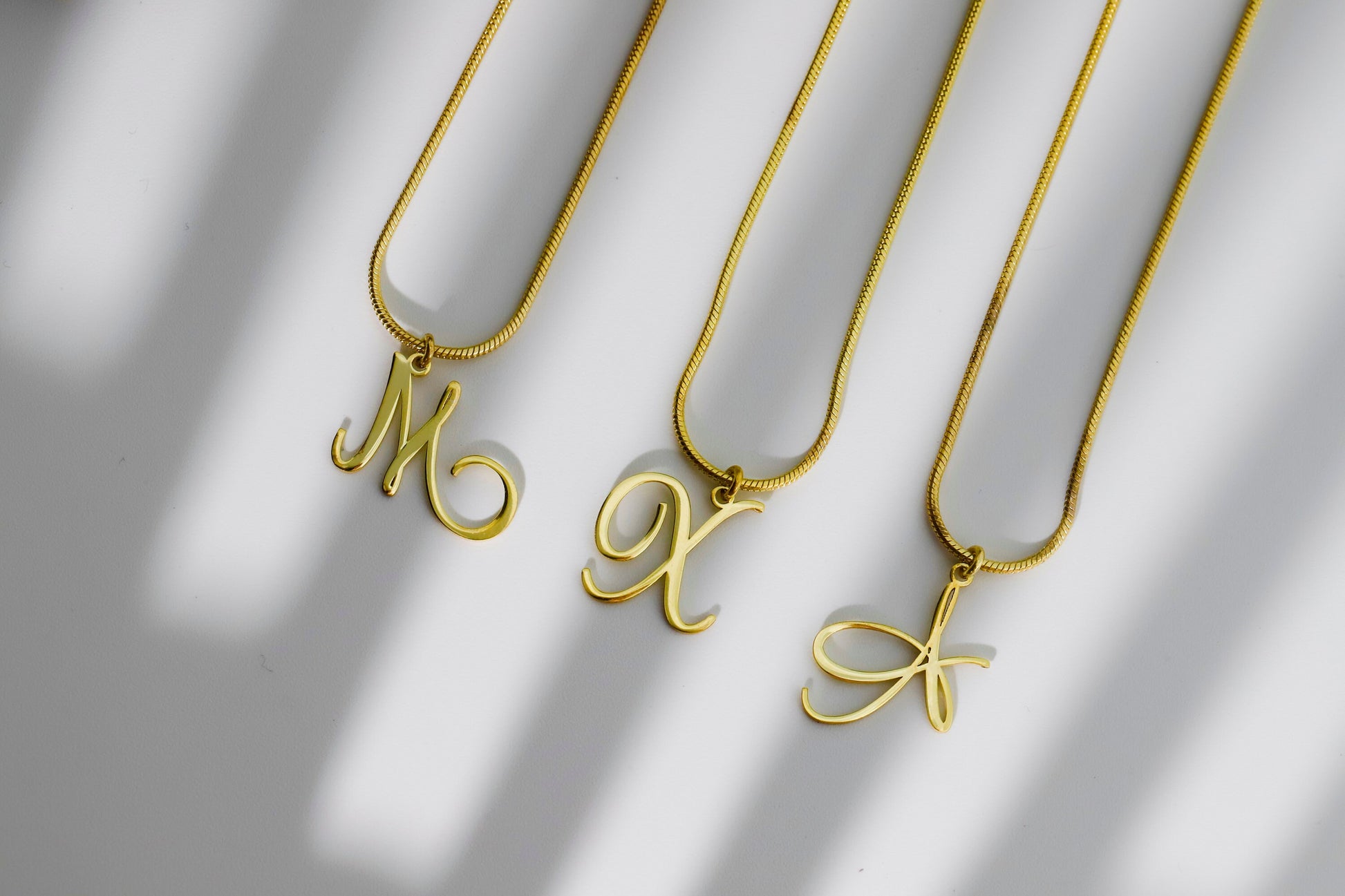 14K Gold Initial Necklace with Snake Chain, Dainty Letter Necklace with Elegant Chain, Perfect Gifts - silvergoldandrose