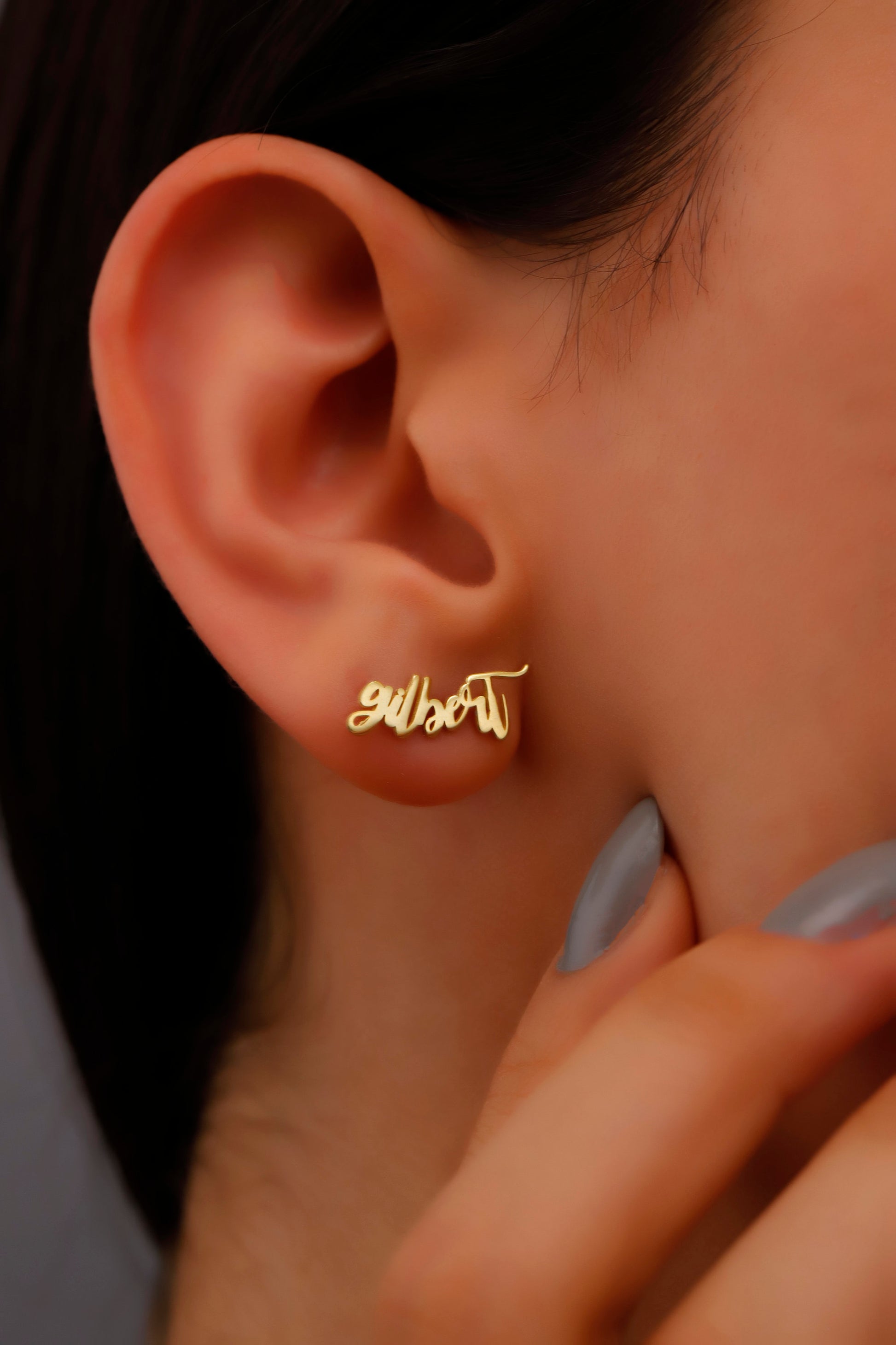 10K Solid Gold Name Earrings, Personalized Minimalist Jewelry with Name, Dainty Earrings for Everyday Wear, Perfect Gifts - silvergoldandrose