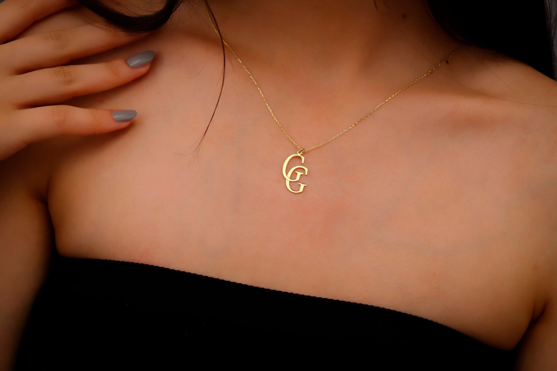 Gold Interlocking Two Initials Necklace, Custom Design Special Two Initials Necklace Gifts, Customized Two Letter Necklace Gift - silvergoldandrose