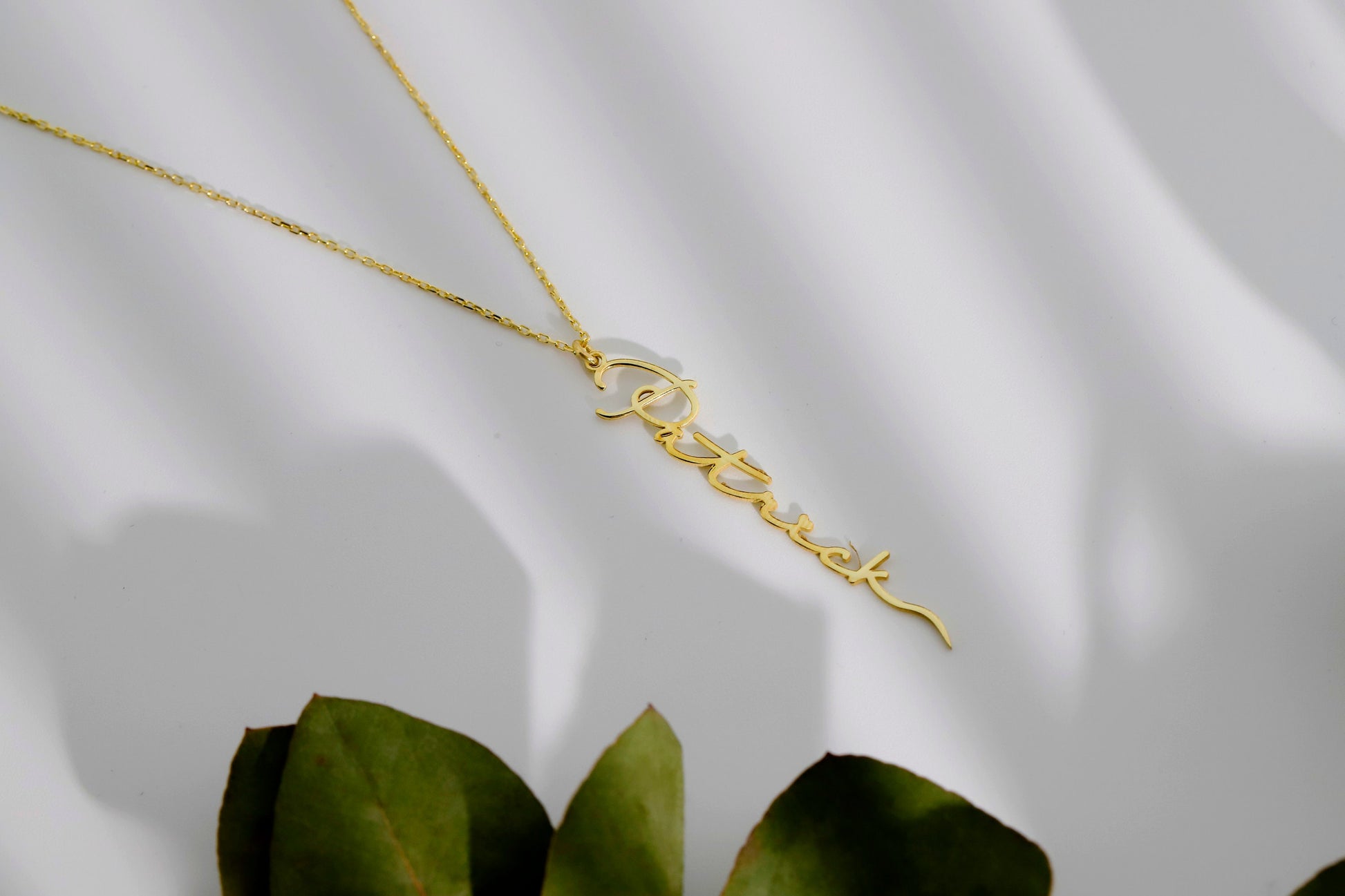 Custom Signature Vertical Name Necklace, Gold Vermeil Handwriting Script Necklace, Box and Snake Chain, Minimalist Name Necklace Gift - silvergoldandrose