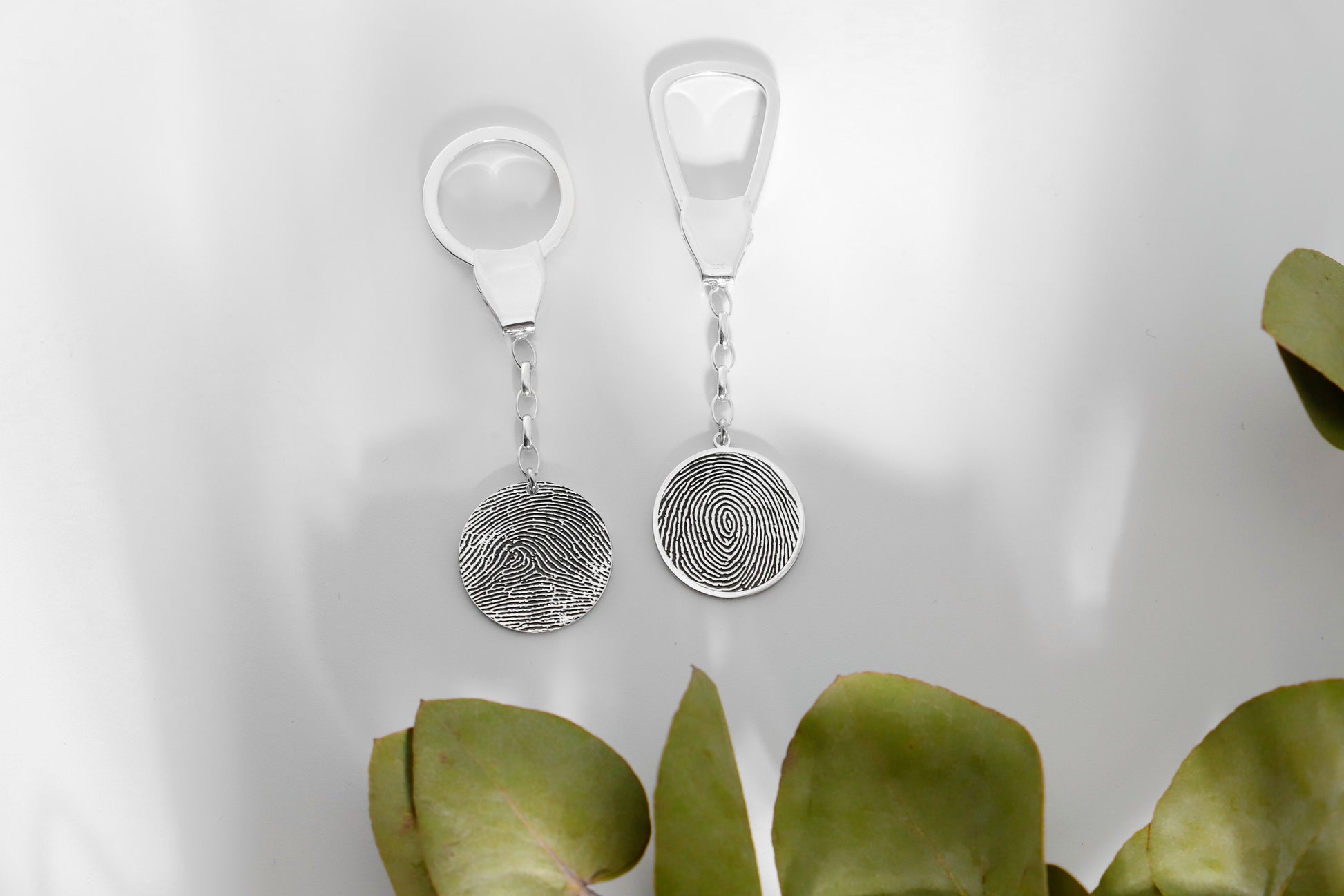 Custom Actual Fingerprint Keychain, Personalized Engraved Keychain, 925 Sterling Silver Thumbprint Keychain, Memorial Keytag Gift, - silvergoldandrose