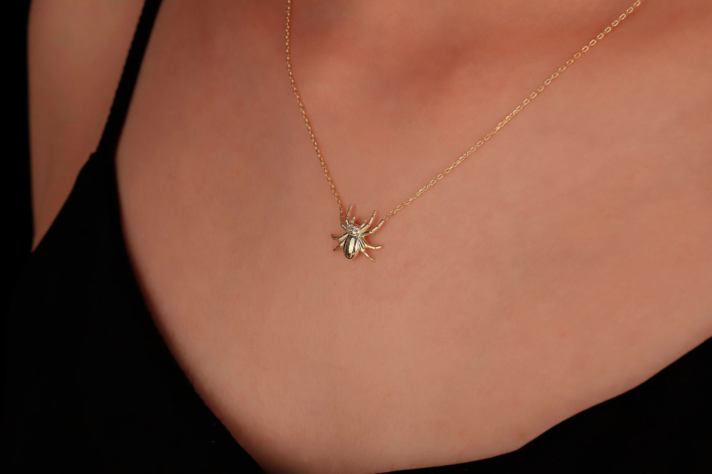 3D Spider Necklace, Dainty Cute Spider Jewelry, Realistic Spider Bug Necklace, Gothic Necklace, 925 Sterling Silver