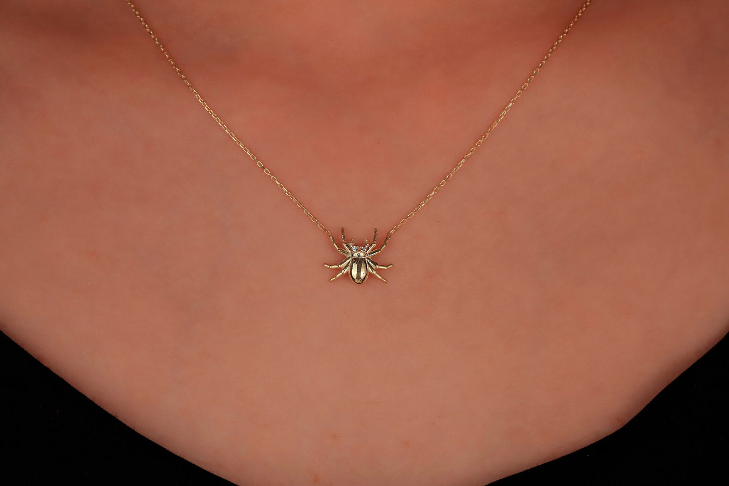 3D Spider Necklace, Dainty Cute Spider Jewelry, Realistic Spider Bug Necklace, Gothic Necklace, 925 Sterling Silver