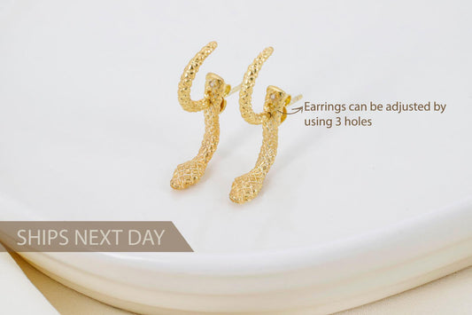 Adjustable Serpent Earrings by NecklaceDreamWorld | Snake Earrings | Grunge Jewelry - silvergoldandrose