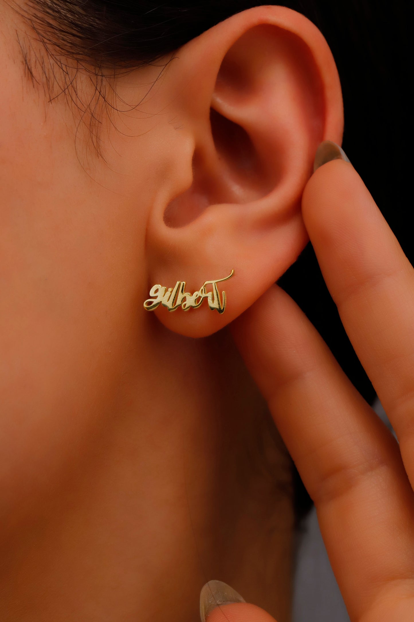 10K Solid Gold Name Earrings, Personalized Minimalist Jewelry with Name, Dainty Earrings for Everyday Wear, Perfect Gifts - silvergoldandrose