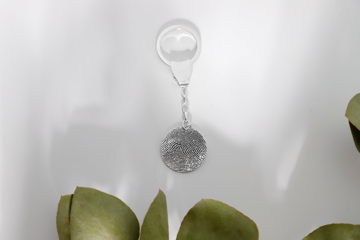 Custom Actual Fingerprint Keychain, Personalized Engraved Keychain, 925 Sterling Silver Thumbprint Keychain, Memorial Keytag Gift, - silvergoldandrose
