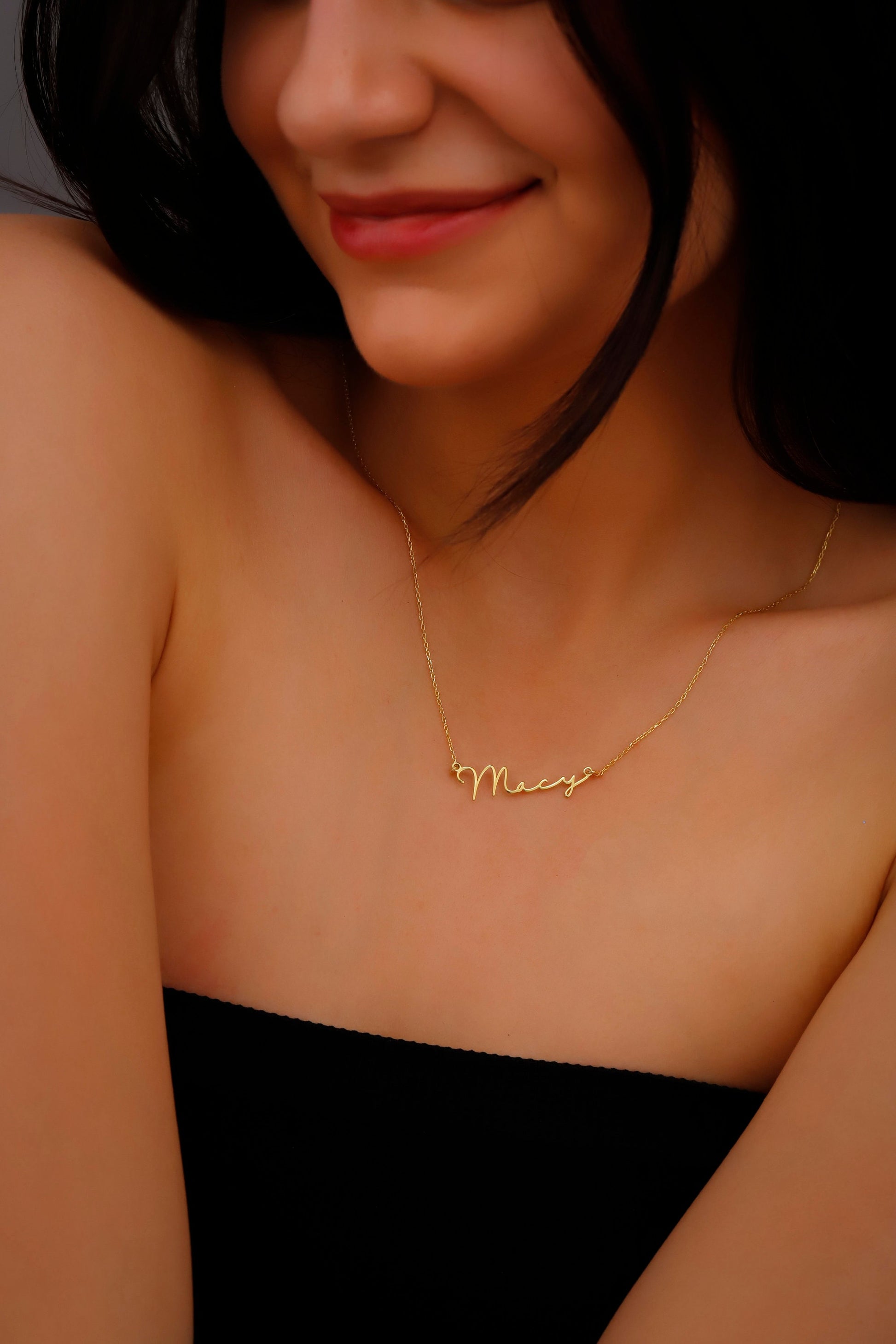10K Solid Gold Name Necklace, Personalized Real Gold Name Necklace, Perfect Gift for Her, Dainty Personalized Minimal Name Necklace - silvergoldandrose