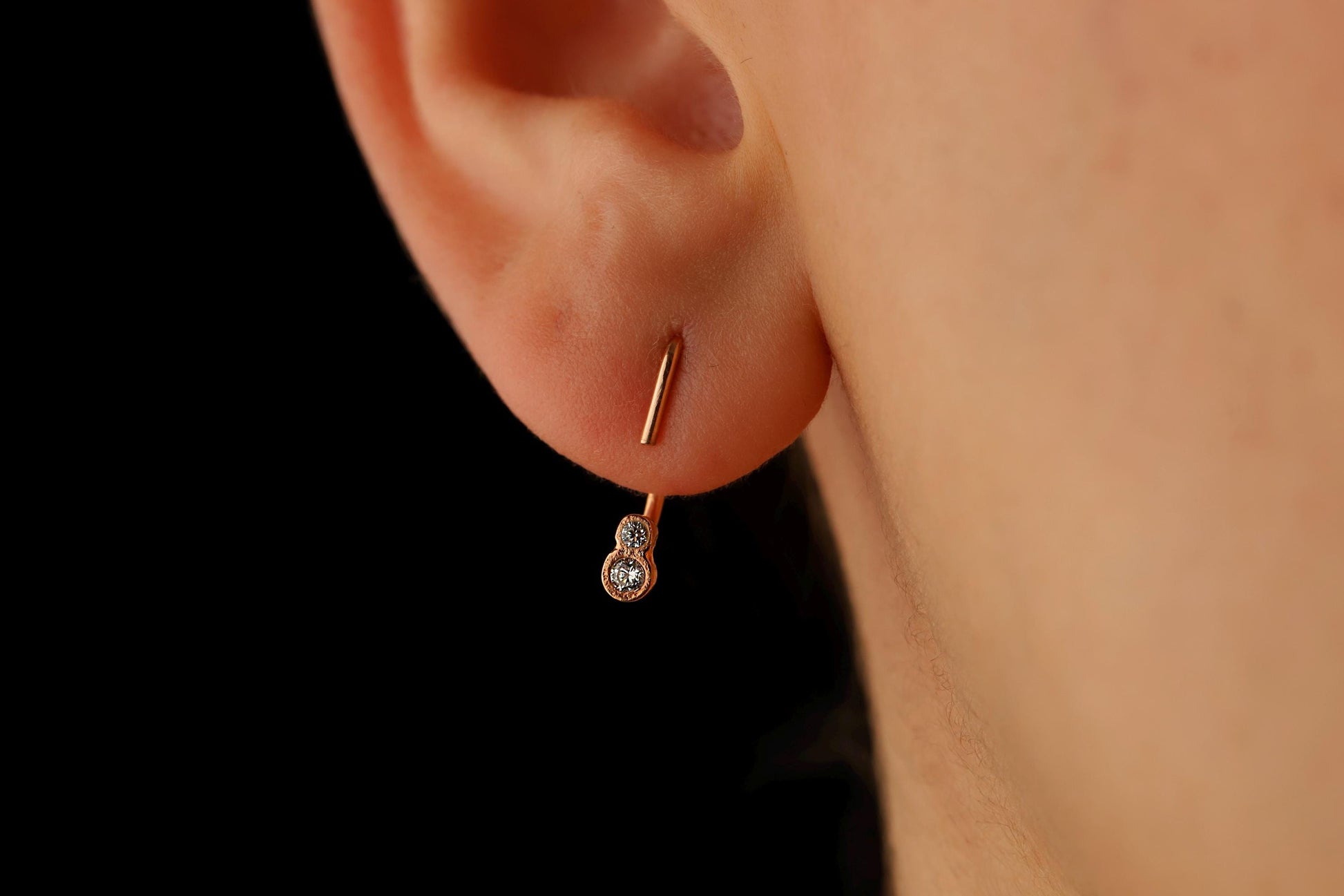 Tiny Gold Stone Ear Jacket Earrings, Double Sided Everyday Ear Stack Earrings. Stone Ear Jacket, Dainty Minimalist Multi Stone Ear Jacket - silvergoldandrose
