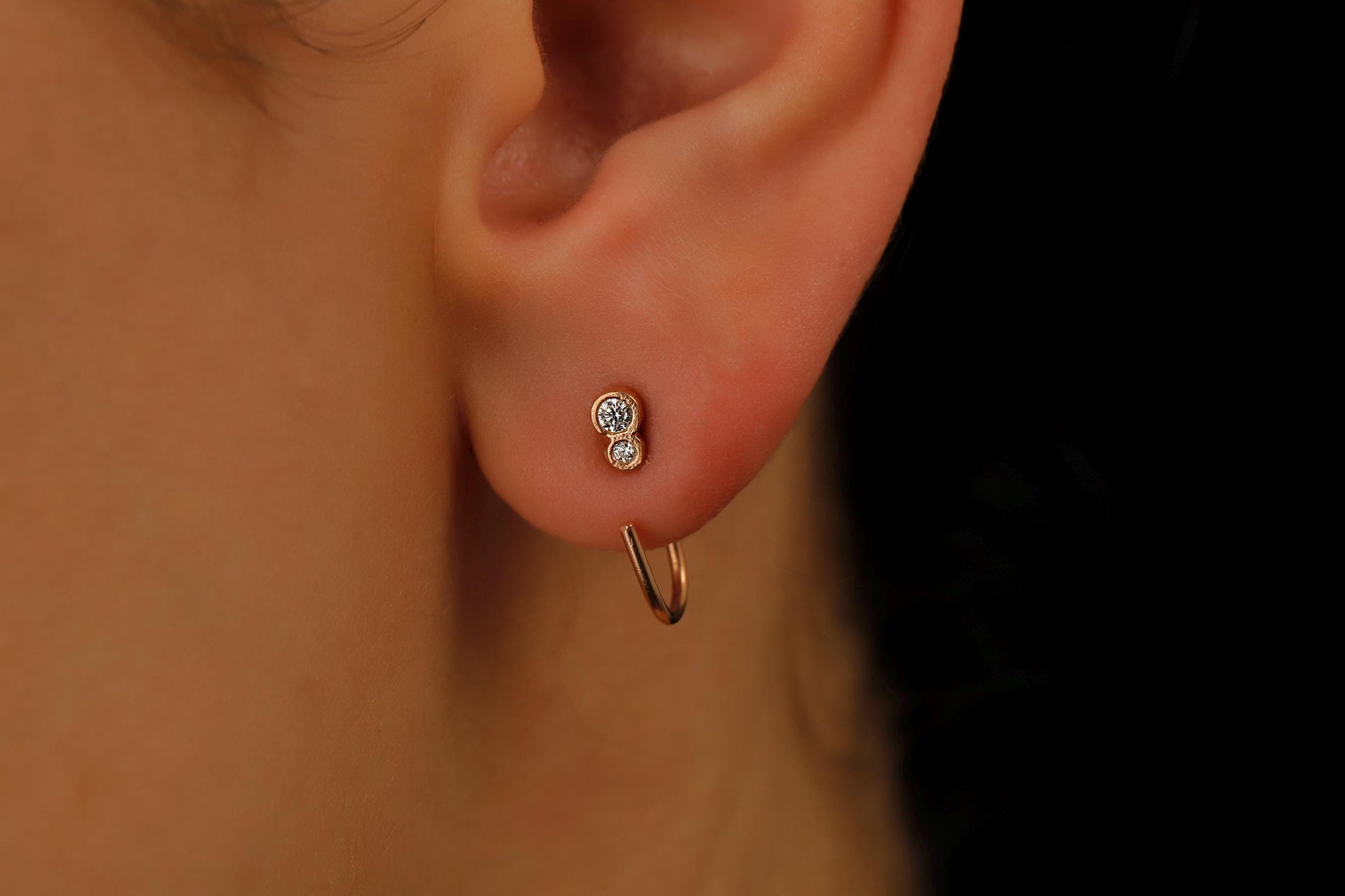 Tiny Gold Stone Ear Jacket Earrings, Double Sided Everyday Ear Stack Earrings. Stone Ear Jacket, Dainty Minimalist Multi Stone Ear Jacket - silvergoldandrose