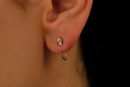 Tiny Gold Stone Ear Jacket Earrings, Double Sided Everyday Ear Stack Earrings. Stone Ear Jacket, Dainty Minimalist Multi Stone Ear Jacket - silvergoldandrose