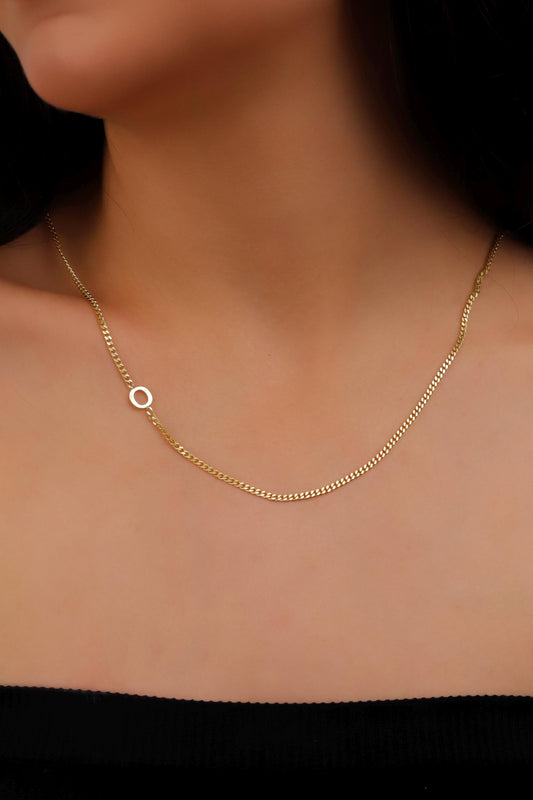 Sideways Initial Necklace, Letter Necklace, Initial Necklace, Personalized Jewelry, Customized Necklace Gift, Dainty Letter Necklace - silvergoldandrose