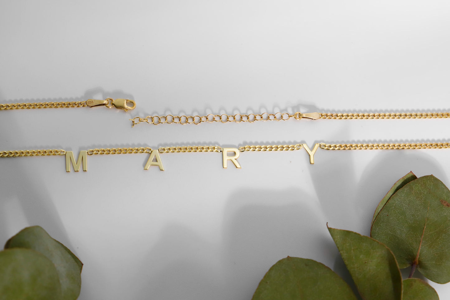Spaced Initial Name Necklace, Sterling Silver Letter Necklace, Personalized Gold Letter Necklace, Gifts for Her, Letter Jewelry