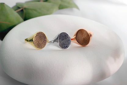 Fingerprint Ring 8K 10K Solid Gold, Sterling Silver Custom Fingerprint Jewelry, Personalized Ring, Memorial Ring, Perfect Gifts - silvergoldandrose