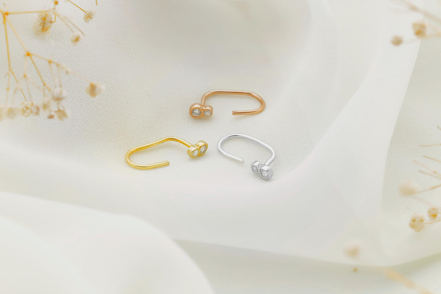 Tiny Gold Stone Ear Jacket Earrings, Double Sided Everyday Ear Stack Earrings. Stone Ear Jacket, Dainty Minimalist Multi Stone Ear Jacket - silvergoldandrose