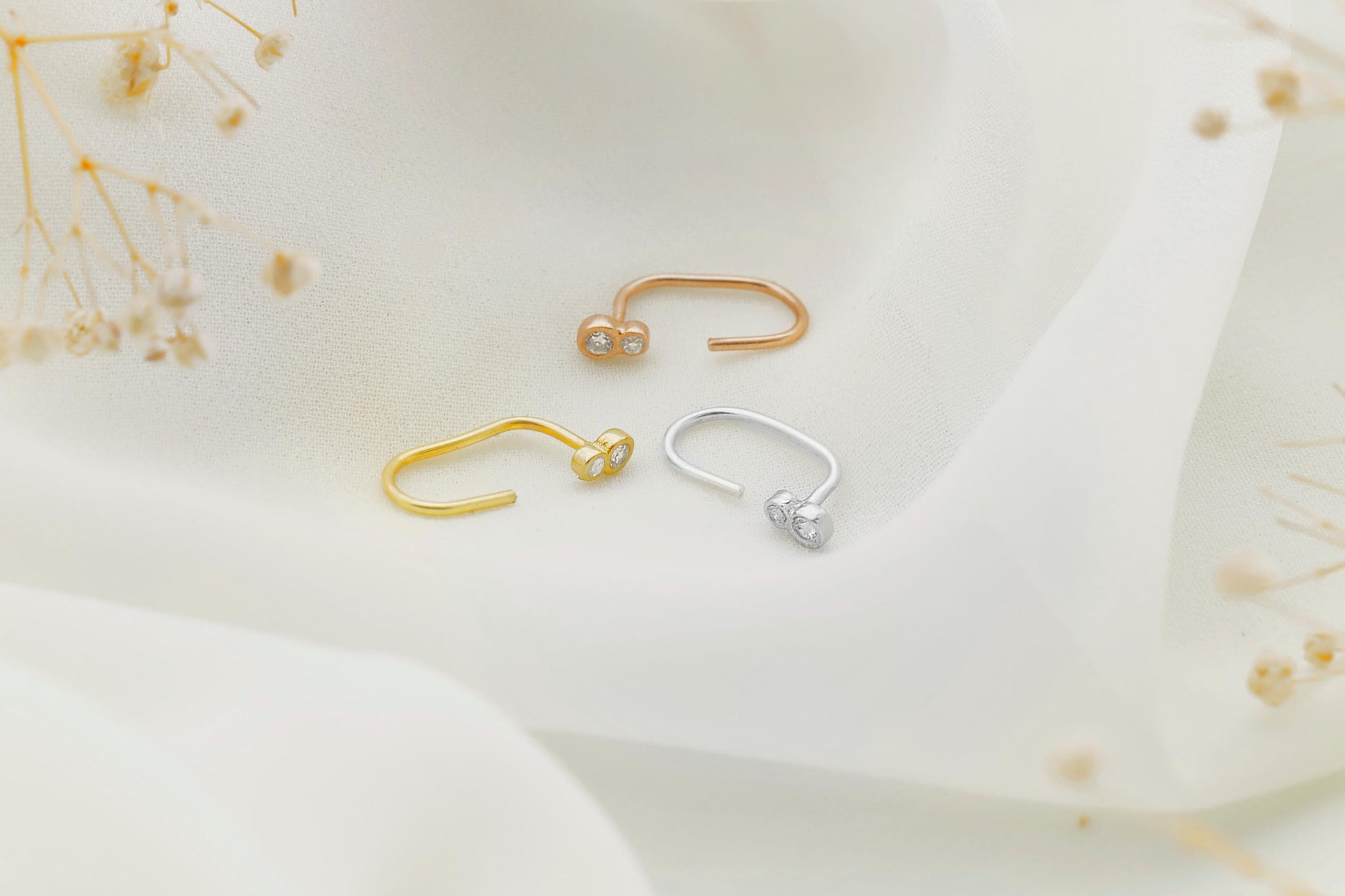Tiny Gold Stone Ear Jacket Earrings, Double Sided Everyday Ear Stack Earrings. Stone Ear Jacket, Dainty Minimalist Multi Stone Ear Jacket - silvergoldandrose