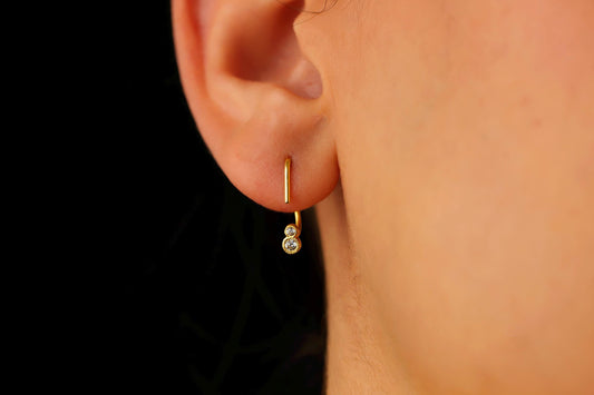 Tiny Gold Stone Ear Jacket Earrings, Double Sided Everyday Ear Stack Earrings. Stone Ear Jacket, Dainty Minimalist Multi Stone Ear Jacket - silvergoldandrose