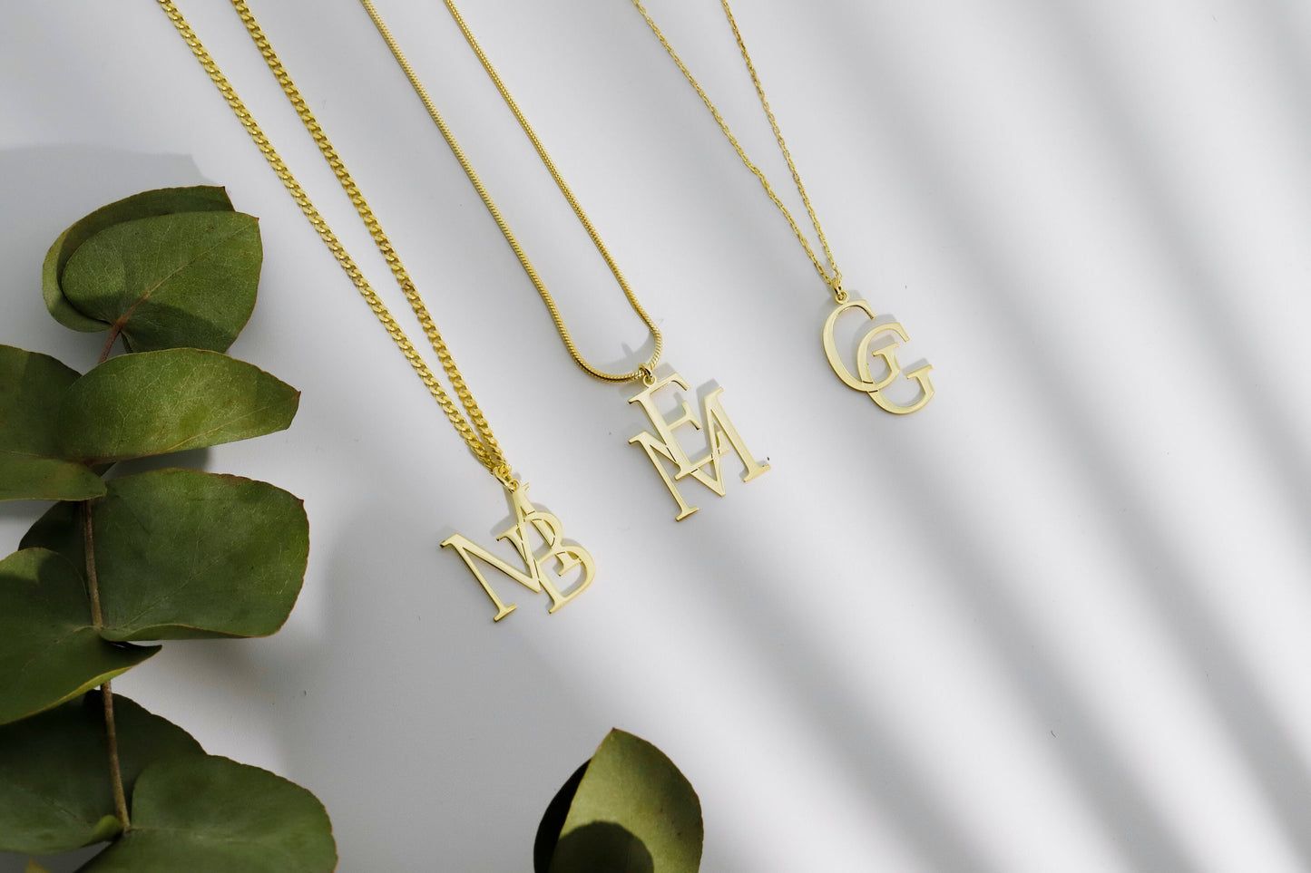 Interlocking Two Initials Necklace in 14K Gold, Double Letters Pendant, Customized Two Letter Necklace, Personanlized Initial Necklace Gift - silvergoldandrose