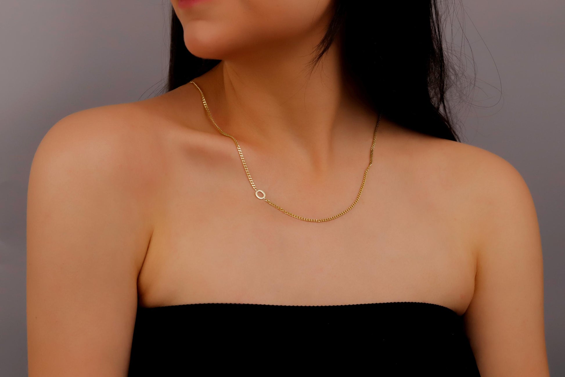 Sideways Initial Necklace, Letter Necklace, Initial Necklace, Personalized Jewelry, Customized Necklace Gift, Dainty Letter Necklace - silvergoldandrose