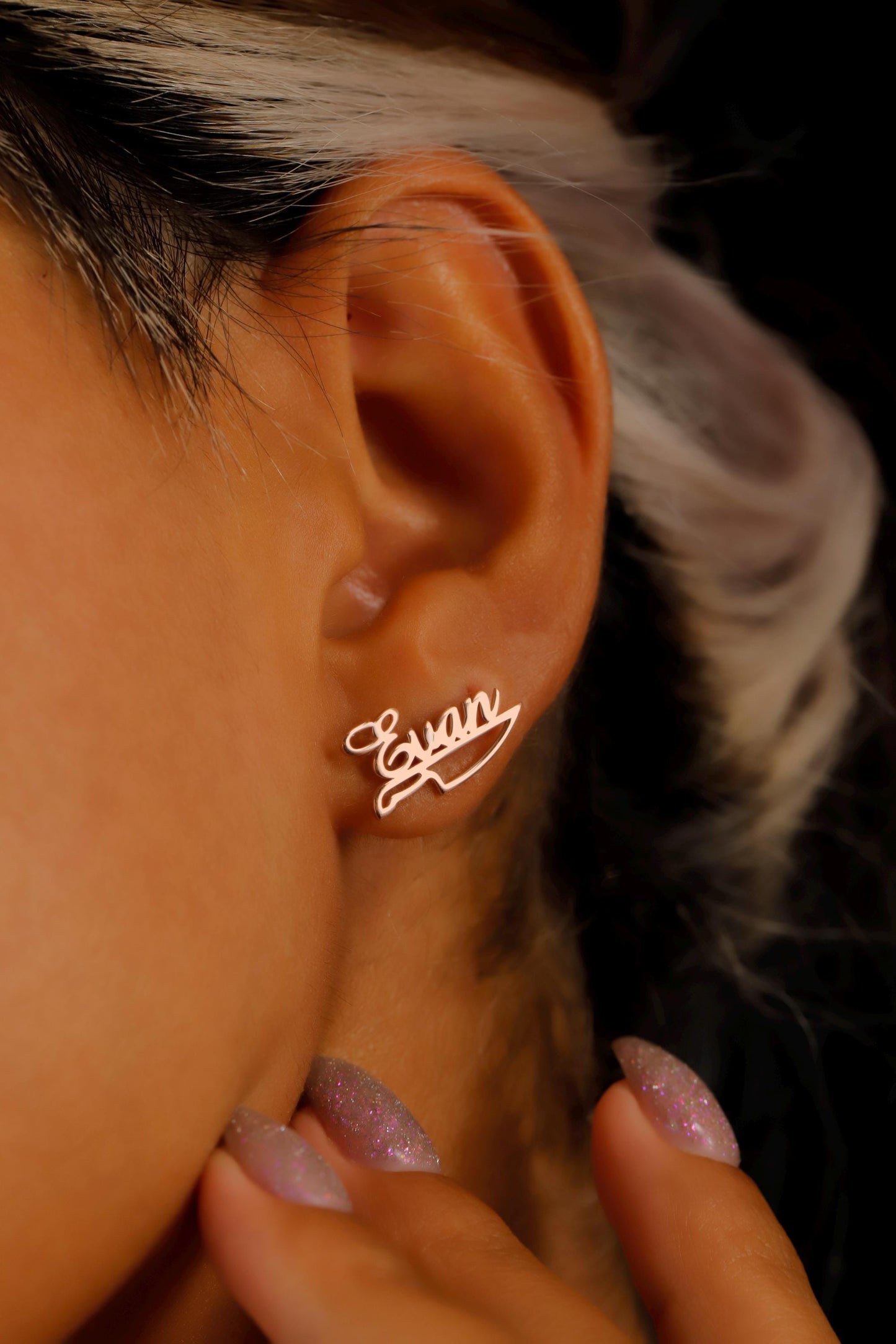 Personalized Name Earrings with Knife • Culinary Jewelry • Chef Earrings • Stud Earrings • Chef Knife • Gift For Chef • - silvergoldandrose