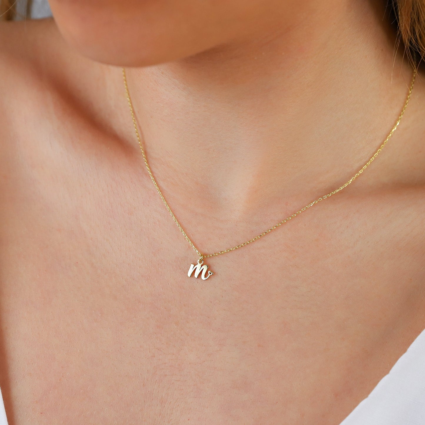 Tiny Special Initial Necklace with Delicate Heart Symbol, Custom Pendant Initial Necklace • Dainty Choker Letter Necklace in Sterling Silver - silvergoldandrose