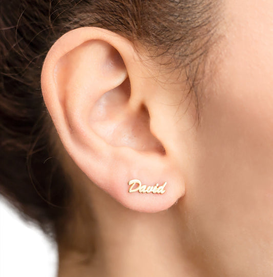 Custom Name Stud Earrings | Personalized Earrings Silver | Stud Earrings | Name Earrings Solid Gold | Perfect Gifts for Her | Gift for Him - silvergoldandrose