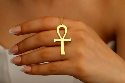 Ankh Necklace Silver, Gold, Rose Gold • Egyptian Ankh Jewelry • Ankh Pendant Sterling Silver • Ankh Symbol of Life • Ankh Jewelry for Man - silvergoldandrose
