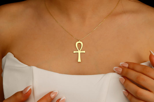 Ankh Necklace Silver, Gold, Rose Gold • Egyptian Ankh Jewelry • Ankh Pendant Sterling Silver • Ankh Symbol of Life • Ankh Jewelry for Man - silvergoldandrose
