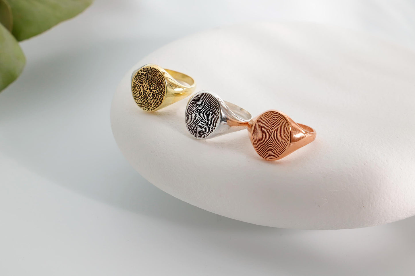 Fingerprint Ring 8K 10K Solid Gold, Sterling Silver Custom Fingerprint Jewelry, Personalized Ring, Memorial Ring, Perfect Gifts - silvergoldandrose
