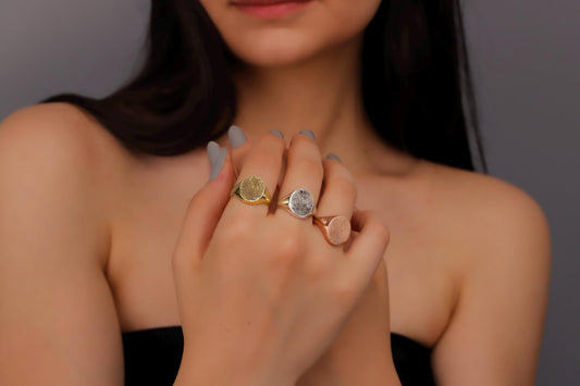 Fingerprint Ring 8K 10K Solid Gold, Sterling Silver Custom Fingerprint Jewelry, Personalized Ring, Memorial Ring, Perfect Gifts - silvergoldandrose