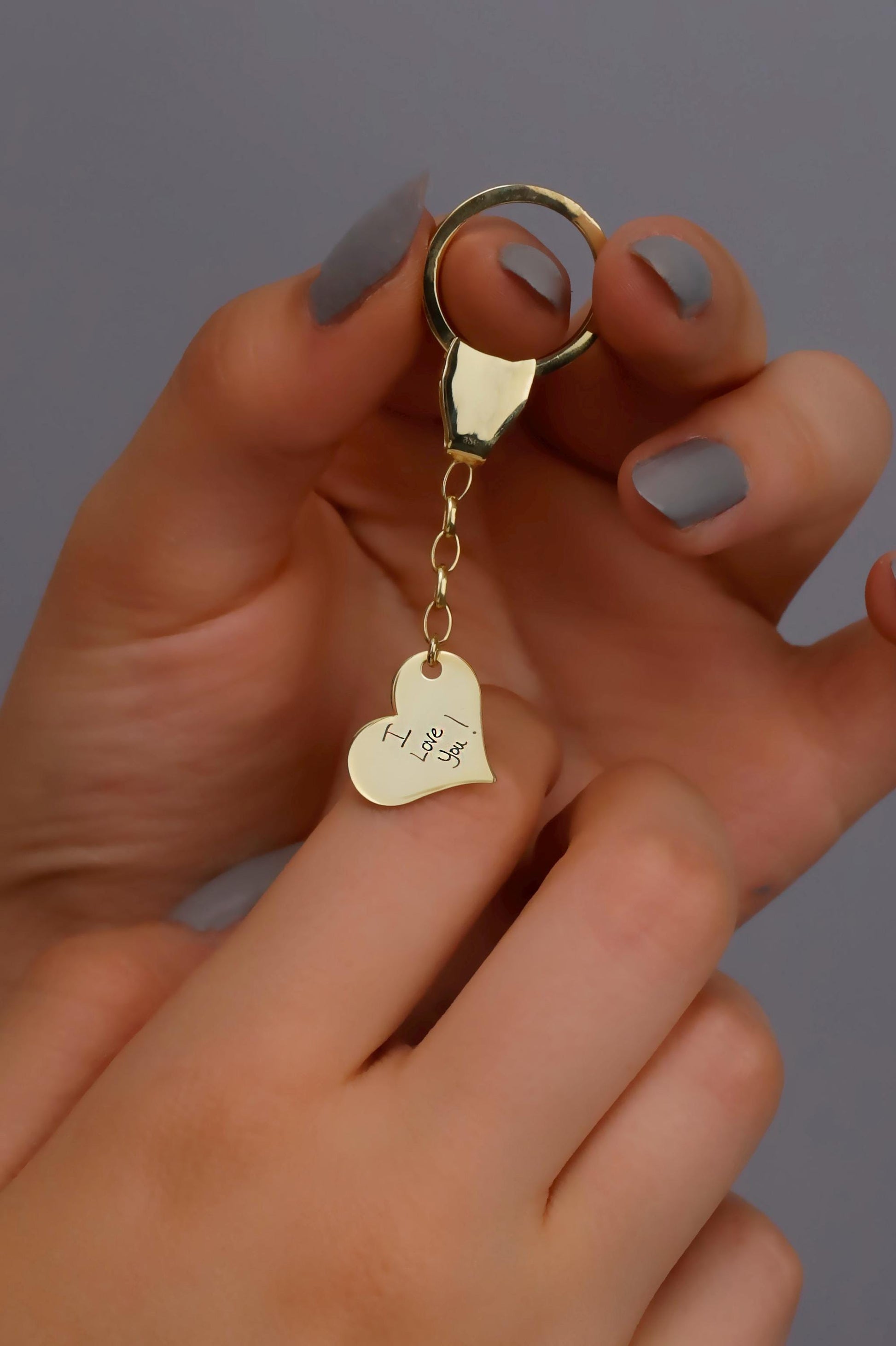 Actual Handwriting Keychain Gold, Dainty Personalized Engraved Sterling Silver Gifts for Women, 925 Sterling Silver Jewelry - silvergoldandrose