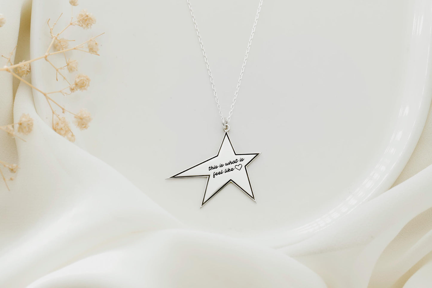 Personalize Star Charm Necklace, Customize Handwriting Jewelry, 14K Gold Filled Engraved Necklace, Star Charm, Shooting Star, Gift For Her