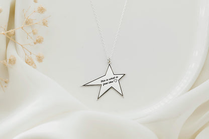 Starstruck Jewelry Personalized Star Charm Necklace - Custom Handwriting Engraving, 14K Gold Filled Gift for Her