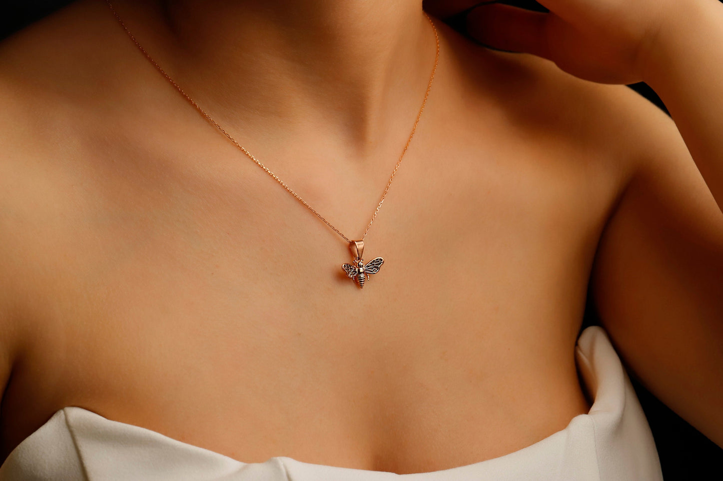 14K Gold Bee Necklace